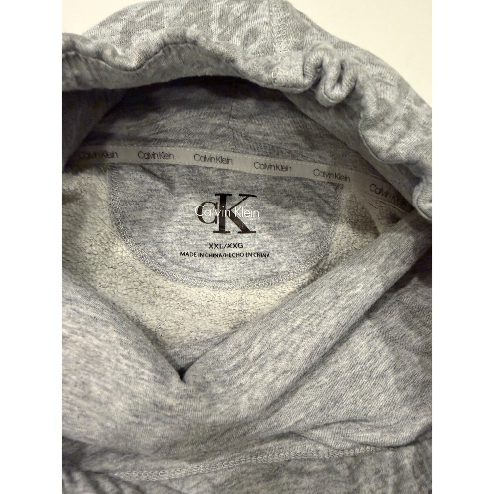 Calvin Klein XXL Gray Leopard Funnel Neck Sweatshirt Quiet Wild Athleisure
